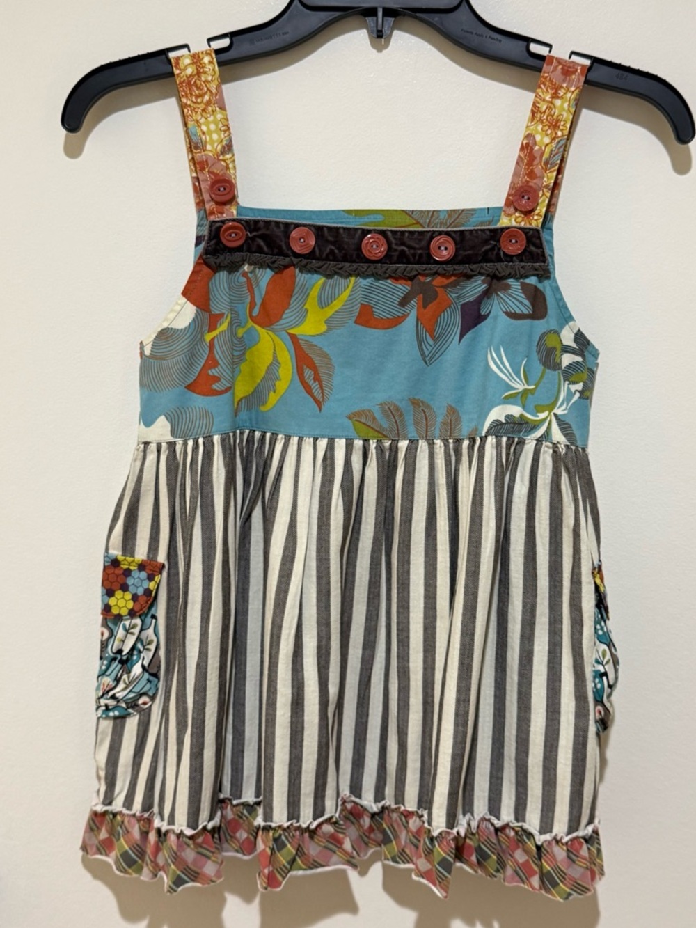 Matilda Jane You & Me Zephyr No Knot Tunic Top Tank Floral Stripe Size 10